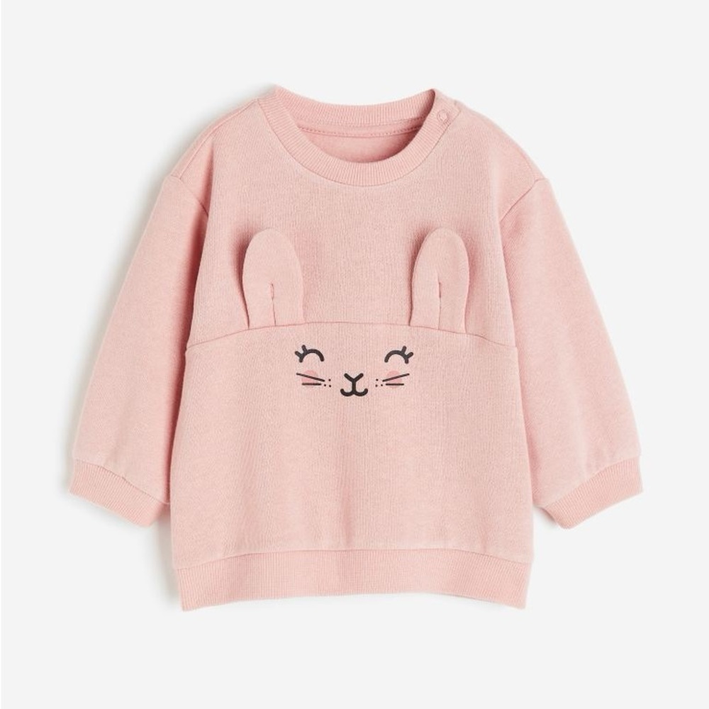 H&M Baby Girls Pink Bunny Rabbit Cotton Sweatshirt 18M